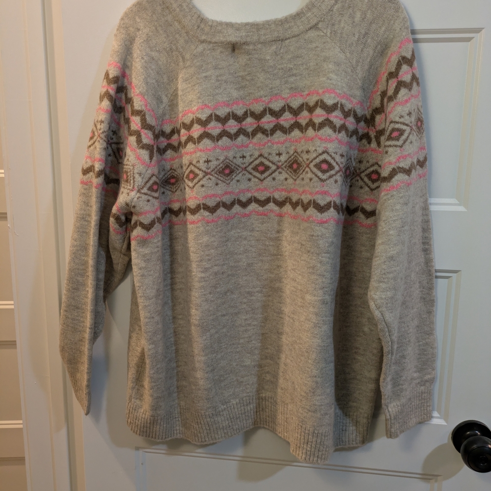 New with tags! Vero Moda Fair Isle Sweater - Bro6 and Pink - Picture 10 of 13